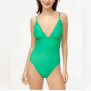Crew Factory Scalloped One-piece Swimsuit Green Size Large New